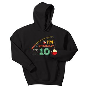 Ofishally 10 Cute 10th Birthday Fishing Gift Ten Year Old Kids Hoodie