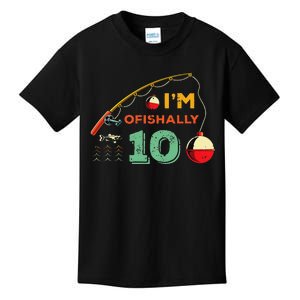 Ofishally 10 Cute 10th Birthday Fishing Gift Ten Year Old Kids T-Shirt