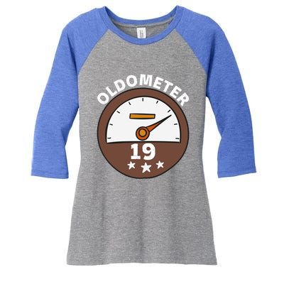 Oldometer 19 Gift Women's Tri-Blend 3/4-Sleeve Raglan Shirt