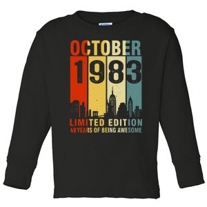 October 1983 Limited Edition 40 Years Of Being Awesome Toddler Long Sleeve Shirt