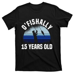 Ofishally 15 Years Old Fisherman 15th Birthday Fishing T-Shirt