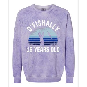 Ofishally 16 Years Old Fisherman 16th Birthday Fishing Colorblast Crewneck Sweatshirt