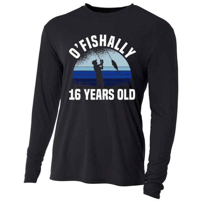 Ofishally 16 Years Old Fisherman 16th Birthday Fishing Cooling Performance Long Sleeve Crew