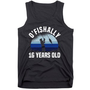 Ofishally 16 Years Old Fisherman 16th Birthday Fishing Tank Top