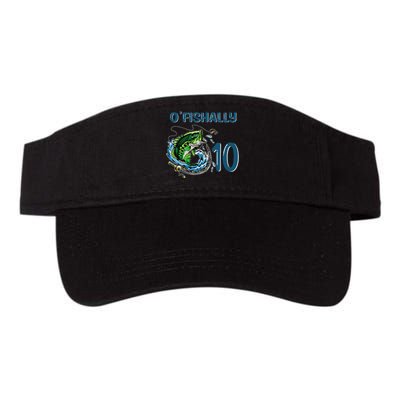 OFishally 10 Years Old Fisherman 10th Birthday Fishing Valucap Bio-Washed Visor