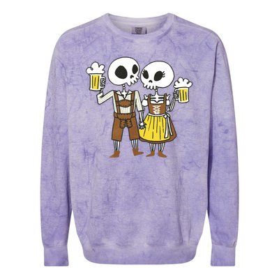 Oktoberfest 2023 Beer Drinking Skeleton Couple Colorblast Crewneck Sweatshirt