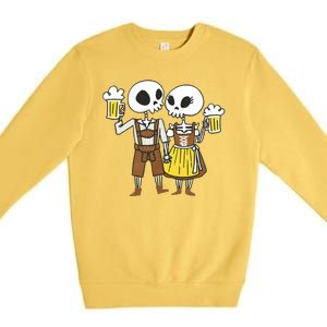 Oktoberfest 2023 Beer Drinking Skeleton Couple Premium Crewneck Sweatshirt