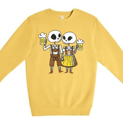 Oktoberfest 2023 Beer Drinking Skeleton Couple Premium Crewneck Sweatshirt