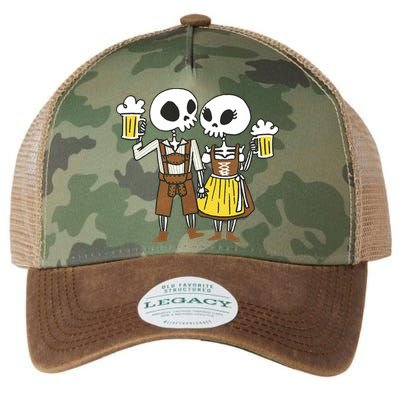 Oktoberfest 2023 Beer Drinking Skeleton Couple Legacy Tie Dye Trucker Hat