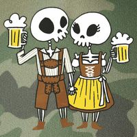 Oktoberfest 2023 Beer Drinking Skeleton Couple Legacy Tie Dye Trucker Hat