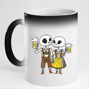 Oktoberfest 2023 Beer Drinking Skeleton Couple 11oz Black Color Changing Mug