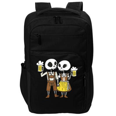 Oktoberfest 2023 Beer Drinking Skeleton Couple Impact Tech Backpack