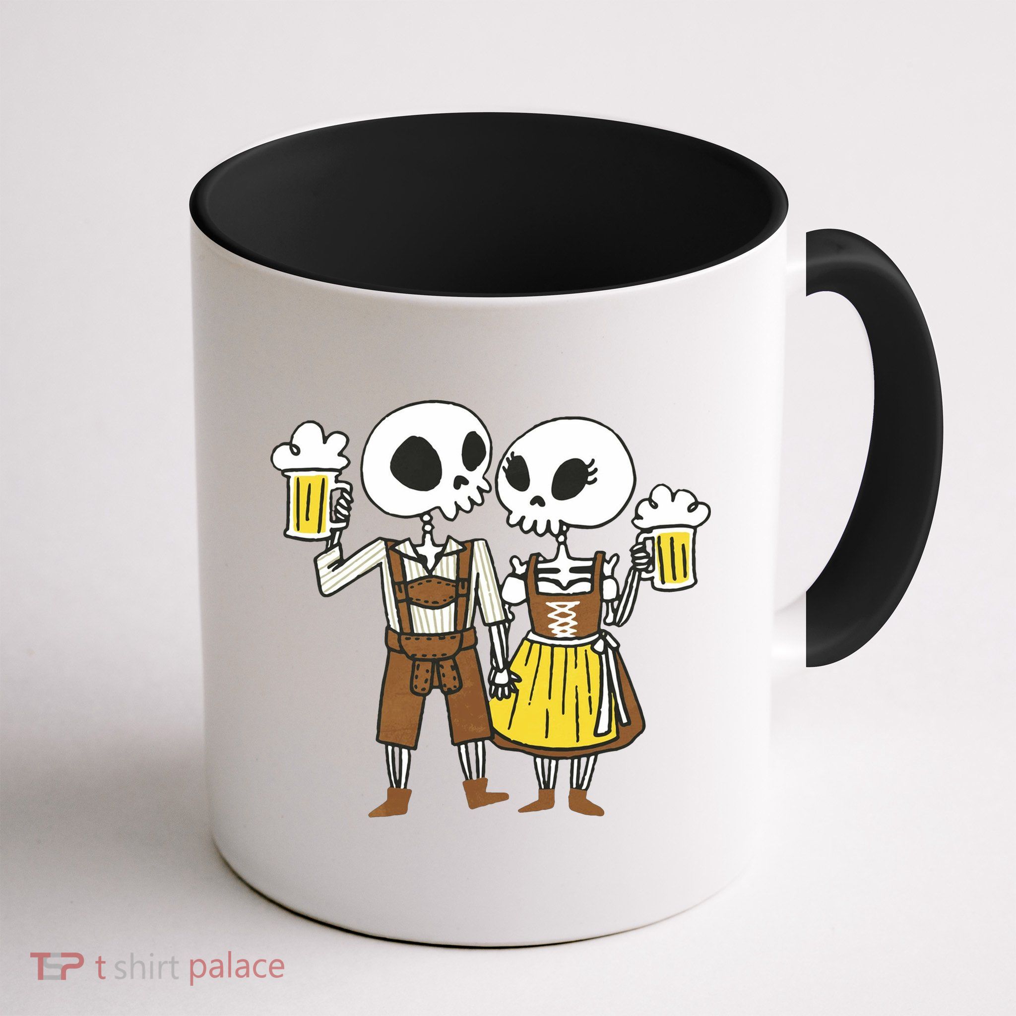Oktoberfest 2023 Beer Drinking Skeleton Couple Mug