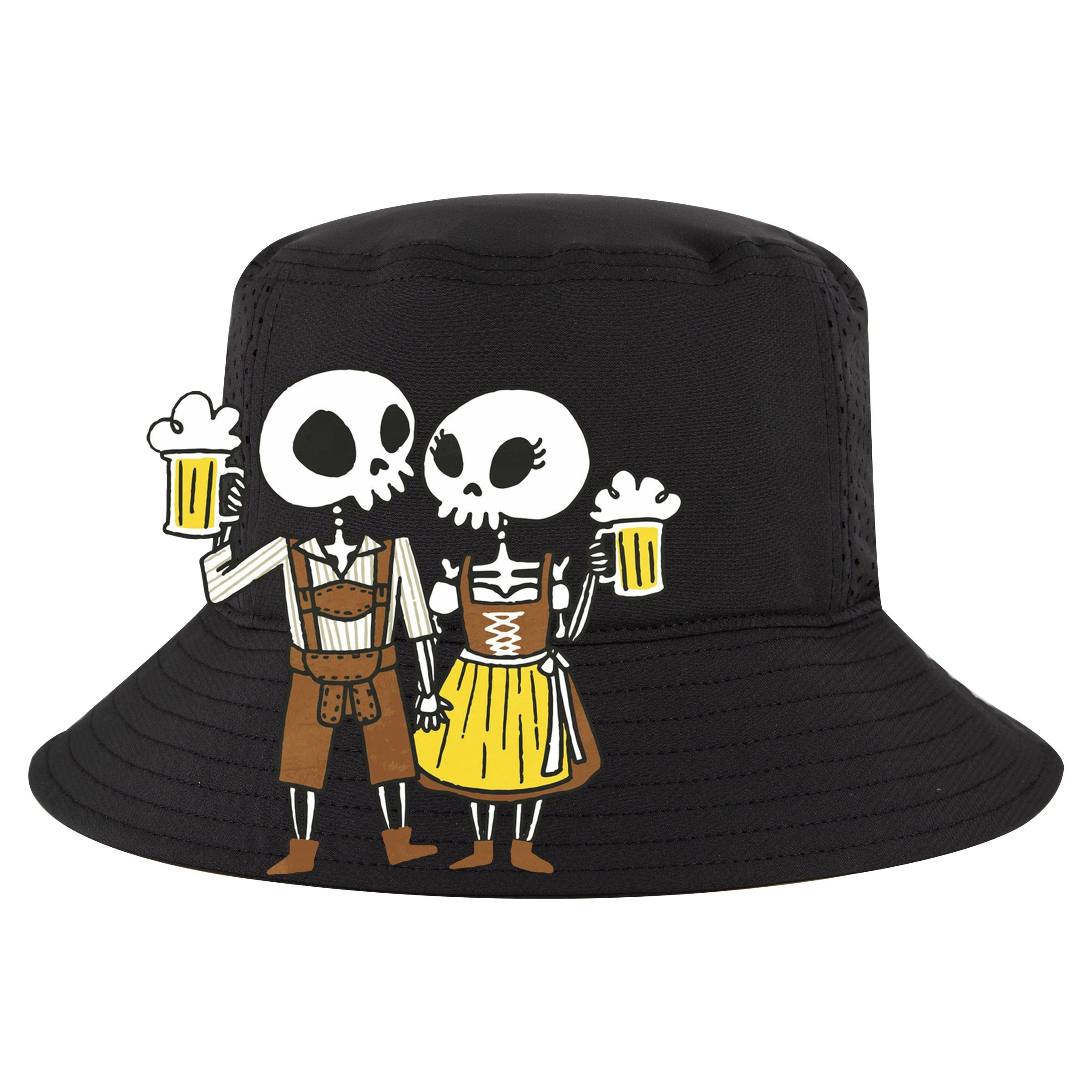 Oktoberfest 2023 Beer Drinking Skeleton Couple 15oz Campfire Ceramic Mug