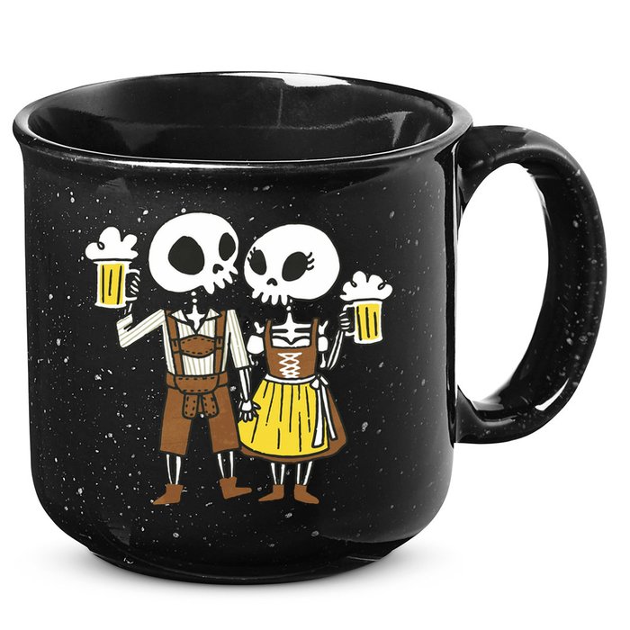 Oktoberfest 2023 Beer Drinking Skeleton Couple 15oz Campfire Ceramic Mug