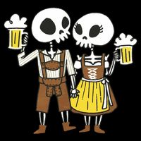 Oktoberfest 2023 Beer Drinking Skeleton Couple 16 in Basic Backpack