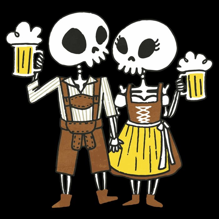 Oktoberfest 2023 Beer Drinking Skeleton Couple 16 in Basic Backpack