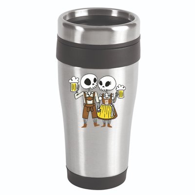 Oktoberfest 2023 Beer Drinking Skeleton Couple 16oz Travel Tumbler