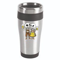 Oktoberfest 2023 Beer Drinking Skeleton Couple 16oz Travel Tumbler
