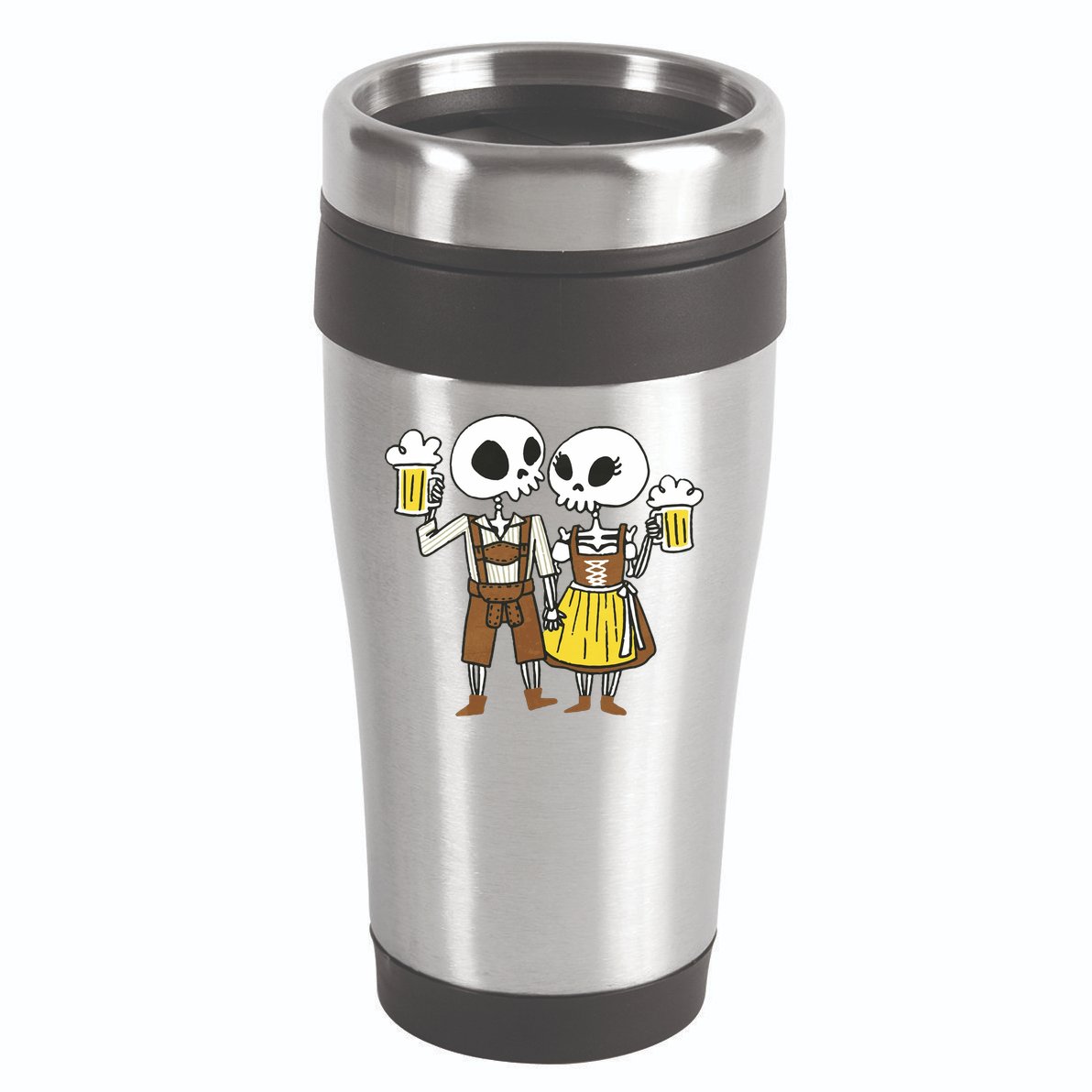 Oktoberfest 2023 Beer Drinking Skeleton Couple 16oz Travel Tumbler
