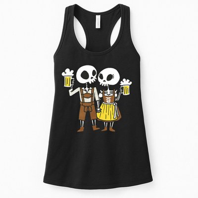 Oktoberfest 2023 Beer Drinking Skeleton Couple Womens Tank Top