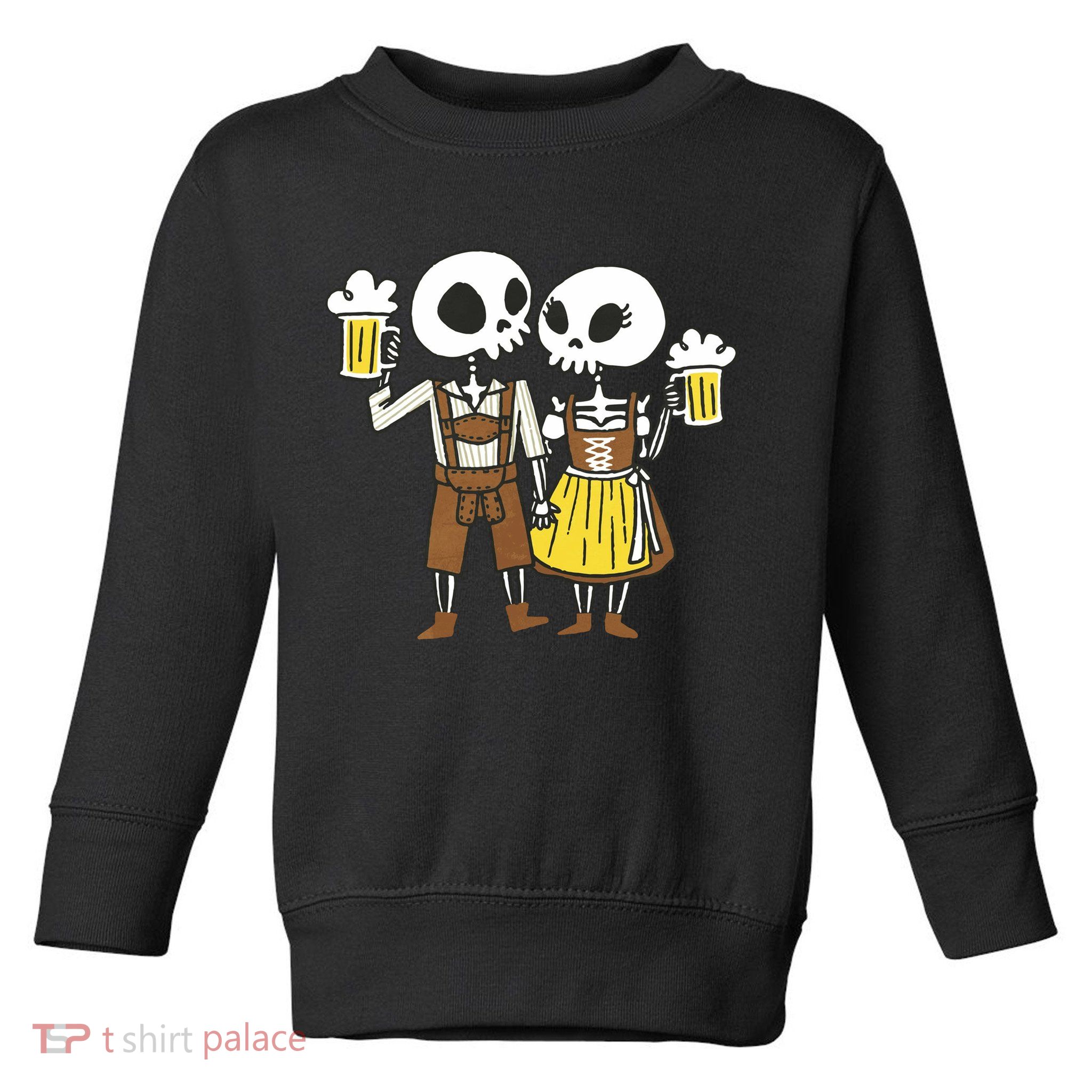 Oktoberfest 2023 Beer Drinking Skeleton Couple Toddler Sweatshirt