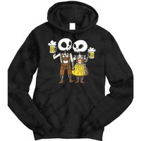 Oktoberfest 2023 Beer Drinking Skeleton Couple Tie Dye Hoodie