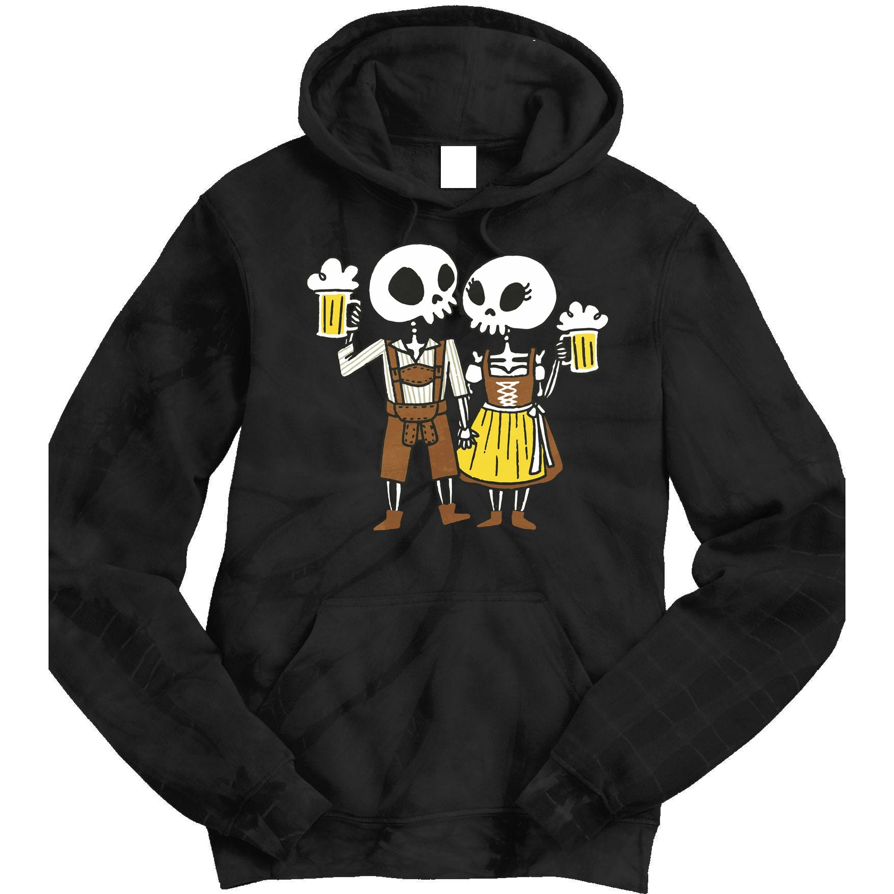 Oktoberfest 2023 Beer Drinking Skeleton Couple Tie Dye Hoodie