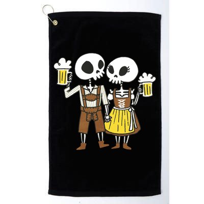 Oktoberfest 2023 Beer Drinking Skeleton Couple Golf Towel