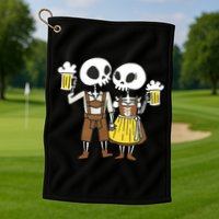 Oktoberfest 2023 Beer Drinking Skeleton Couple Golf Towel