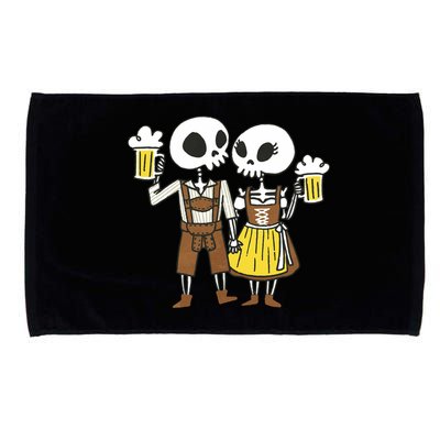 Oktoberfest 2023 Beer Drinking Skeleton Couple Microfiber Hand Towel