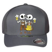 Oktoberfest 2023 Beer Drinking Skeleton Couple Flexfit Unipanel Trucker Cap