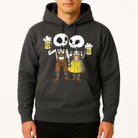 Oktoberfest 2023 Beer Drinking Skeleton Couple Hoodie