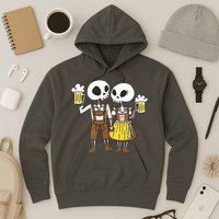 Oktoberfest 2023 Beer Drinking Skeleton Couple Hoodie