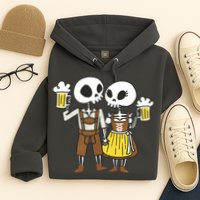 Oktoberfest 2023 Beer Drinking Skeleton Couple Hoodie