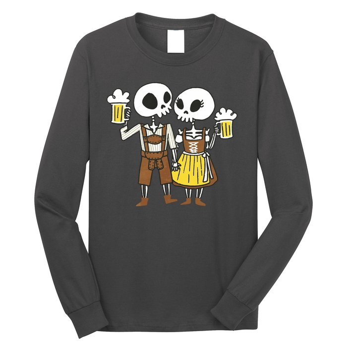 Oktoberfest 2023 Beer Drinking Skeleton Couple Long Sleeve Shirt