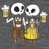 Oktoberfest 2023 Beer Drinking Skeleton Couple Button