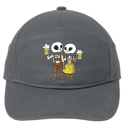 Oktoberfest 2023 Beer Drinking Skeleton Couple 7-Panel Snapback Hat