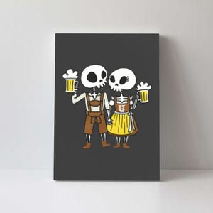 Oktoberfest 2023 Beer Drinking Skeleton Couple Canvas