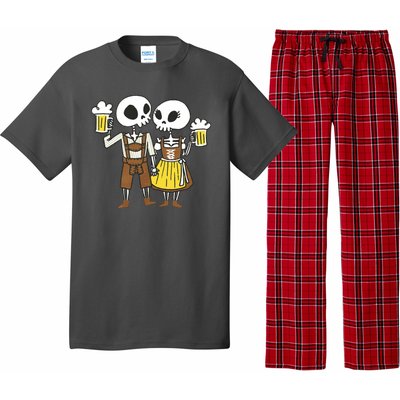 Oktoberfest 2023 Beer Drinking Skeleton Couple Pajama Set