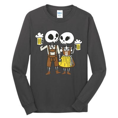 Oktoberfest 2023 Beer Drinking Skeleton Couple Tall Long Sleeve T-Shirt