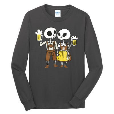 Oktoberfest 2023 Beer Drinking Skeleton Couple Tall Long Sleeve T-Shirt