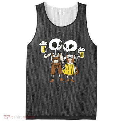 Oktoberfest 2023 Beer Drinking Skeleton Couple Mesh Reversible Basketball Jersey Tank