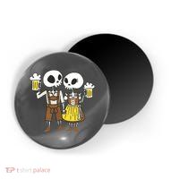 Oktoberfest 2023 Beer Drinking Skeleton Couple Magnet