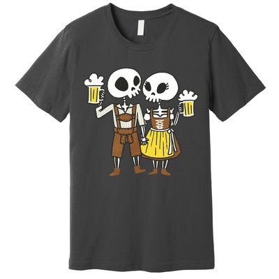Oktoberfest 2023 Beer Drinking Skeleton Couple Premium T-Shirt