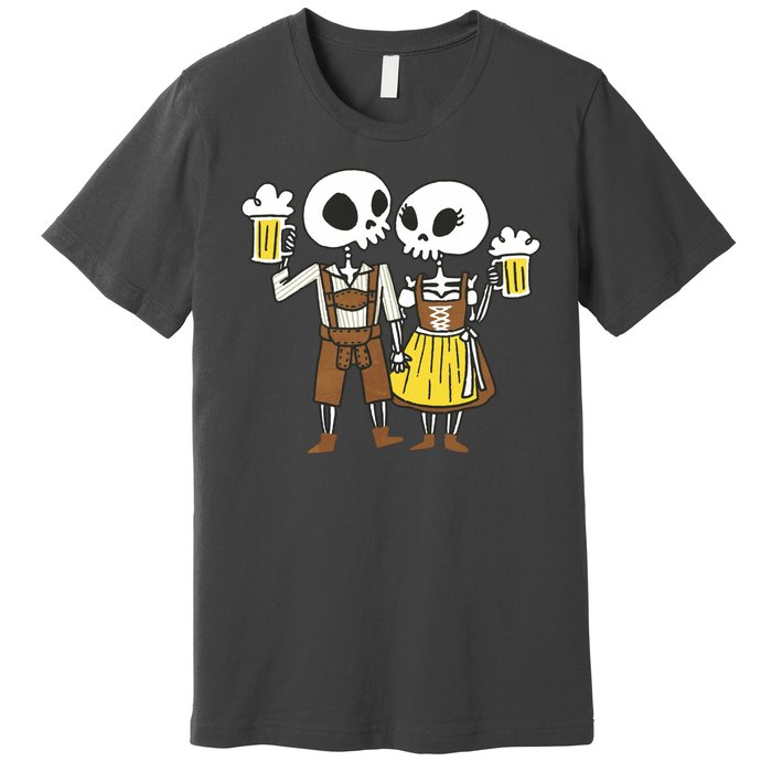 Oktoberfest 2023 Beer Drinking Skeleton Couple Premium T-Shirt