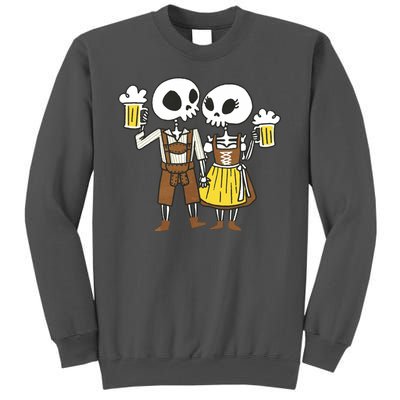 Oktoberfest 2023 Beer Drinking Skeleton Couple Tall Sweatshirt