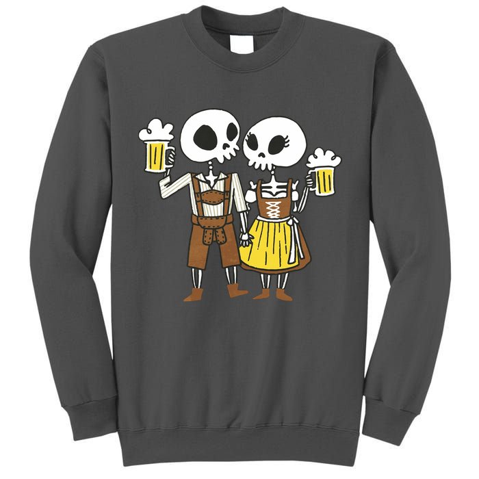 Oktoberfest 2023 Beer Drinking Skeleton Couple Tall Sweatshirt