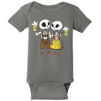 Oktoberfest 2023 Beer Drinking Skeleton Couple Baby Bodysuit