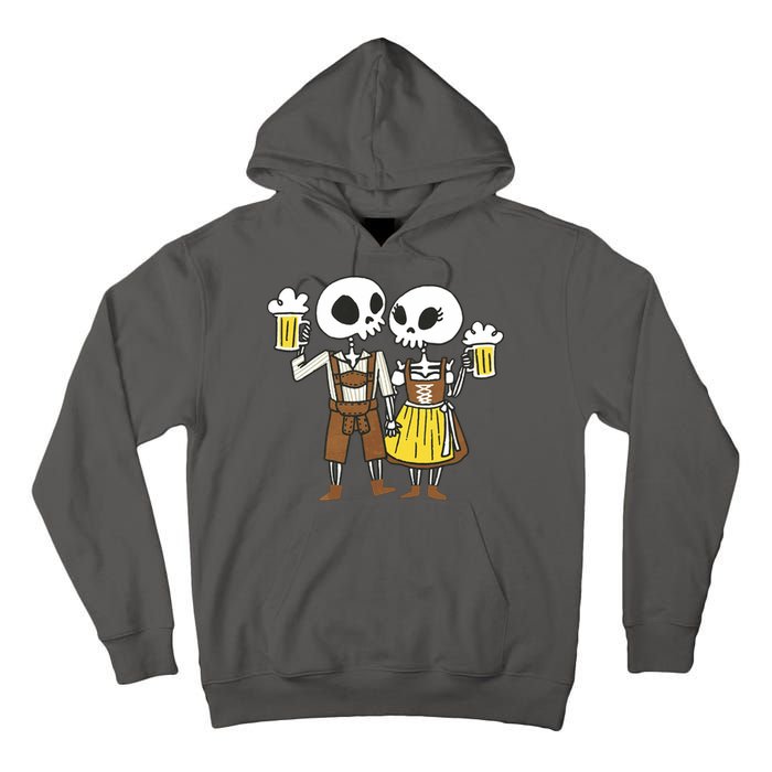 Oktoberfest 2023 Beer Drinking Skeleton Couple Tall Hoodie